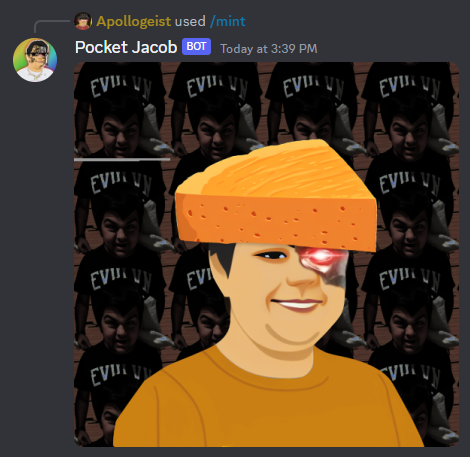 Me using the /mint command to create a new Pocket Jacob